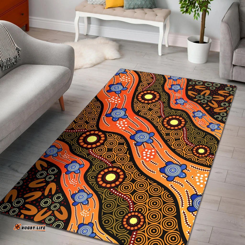 Vibe Hoodie Aboriginal Area Rug Indigenous dot art Turtle dreaming RLT20