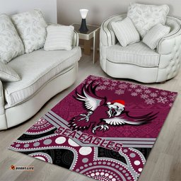 Sea Eagles Rugby Christmas Area Rug Merry Xmas Mix Aboriginal Art