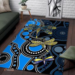 Aboriginal Dragonfly Area Rug Blue Style 05