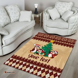 Australia Penguin Christmas Argyle Pattern Personalised Area Rug