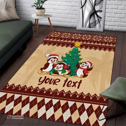 Australia Penguin Christmas Argyle Pattern Personalised Area Rug
