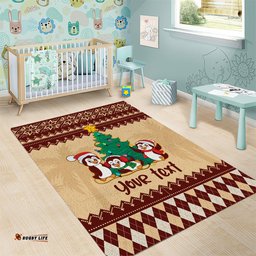 Australia Penguin Christmas Argyle Pattern Personalised Area Rug