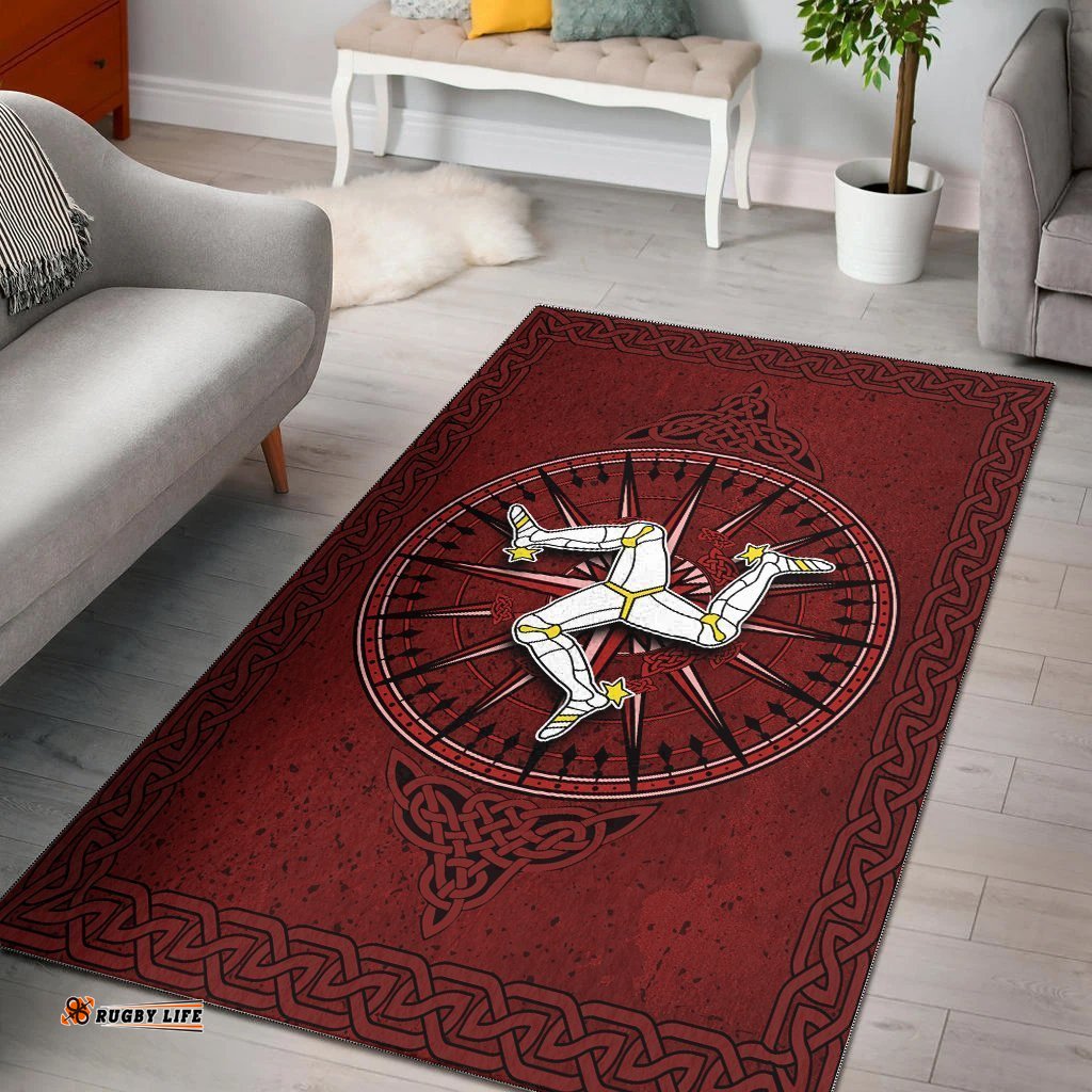 Isle Of Man Celtic Area Rug Celtic Compass With Manx Triskelion