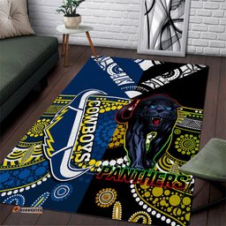 Panthers And Cowboys Rugby Area Rug Aboriginal Version