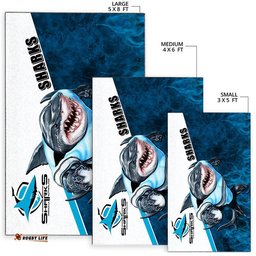 NRL Area Rug Sharks Fire Style