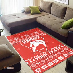 Custom Personalised Swans Football Christmas Area Rug Sydney Indigenous Merry Xmas