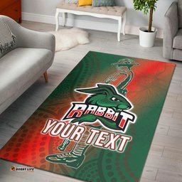 Rabbitohs Rugby Area Rug Custom ANZAC Rabbit Sport With Aboriginal Patterns Area Rug