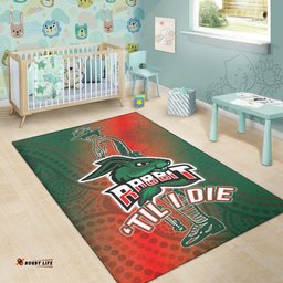 Rabbitohs Rugby Area Rug Custom ANZAC Rabbit Sport With Aboriginal Patterns Area Rug