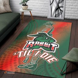 Rabbitohs Rugby Area Rug Custom ANZAC Rabbit Sport With Aboriginal Patterns Area Rug