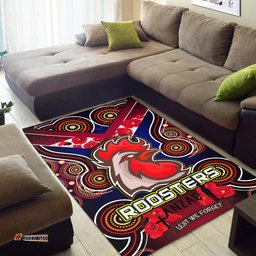 Roosters Rugby Area Rug Aboriginal Rooster ANZAC Day Lest We Forget With Poppy Flower Patterns Area Rug RLT12