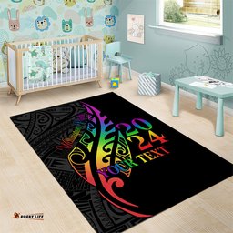 Personalised New Zealand Wellington Pride Area Rug Maori Fern with Pride Flag 2024