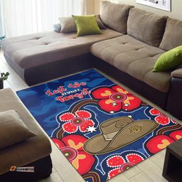 Australia ANZAC Area Rug Lest We Forget Camouflage Mix Aboriginal Poppies And Slouch Hat