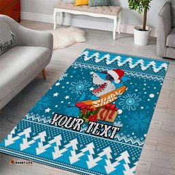 Custom Sharks Rugby Area Rug Chirstmas Vibe 2023