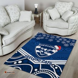 Geelong Football Christmas Area Rug Merry Xmas Mix Aboriginal Art