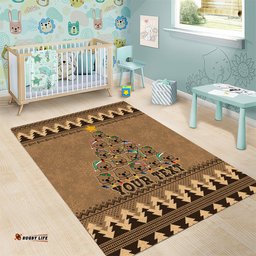 Personalised Wombat Christmas Tree Area Rug Australia Merry Xmas Simple Style