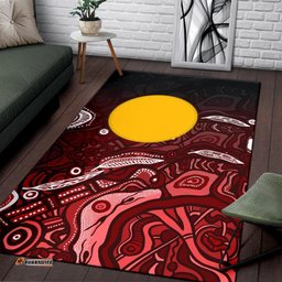 Aboriginal Area Rug Red Landscape