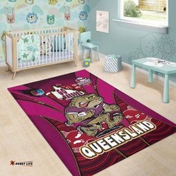 Queensland Rugby League Team Area Rug Queensland Maroons Mascot With Aboriginal Art STATE OF ORIGIN Area Rug