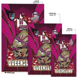 Queensland Rugby League Team Area Rug Queensland Maroons Mascot With Aboriginal Art STATE OF ORIGIN Area Rug
