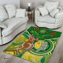 Personalised Australia Boxing Kangaroo Area Rug Aussie Indigenous Art Mix National Color 03