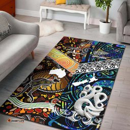 australia aboriginal inspired area rug aotearoa and australia indigenous culture area rug tee aussie