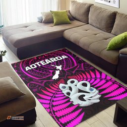 Aotearoa Fern Area Rug New Zealand Hei Tiki Purple Style