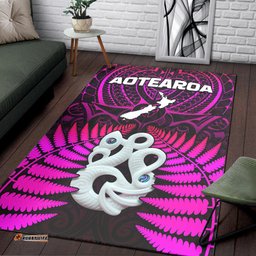 Aotearoa Fern Area Rug New Zealand Hei Tiki Purple Style