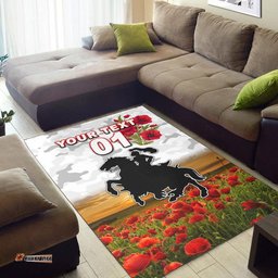 Custom Personalised St. George Illawarra Dragons ANZAC Area Rug Poppy Flowers Vibes White