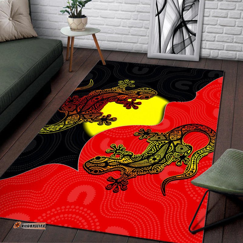 Aboriginal Flag Mix Lizard Area Rug