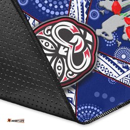 Warriors Rugby Area Rug Aboriginal Dot Art ANZAC Day Warriors With Poppy Flower Patterns Area Rug RLT12