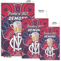 Melbourne Demons Indigenous Area Rug Football Premiers Trophy
