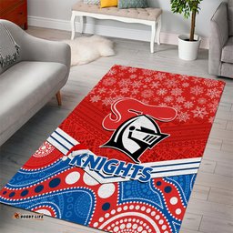 Knights Rugby Christmas Area Rug Merry Xmas Mix Aboriginal Art