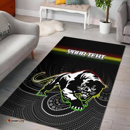 custom personalised black panthers rugby league aboriginal area rug tee aussie