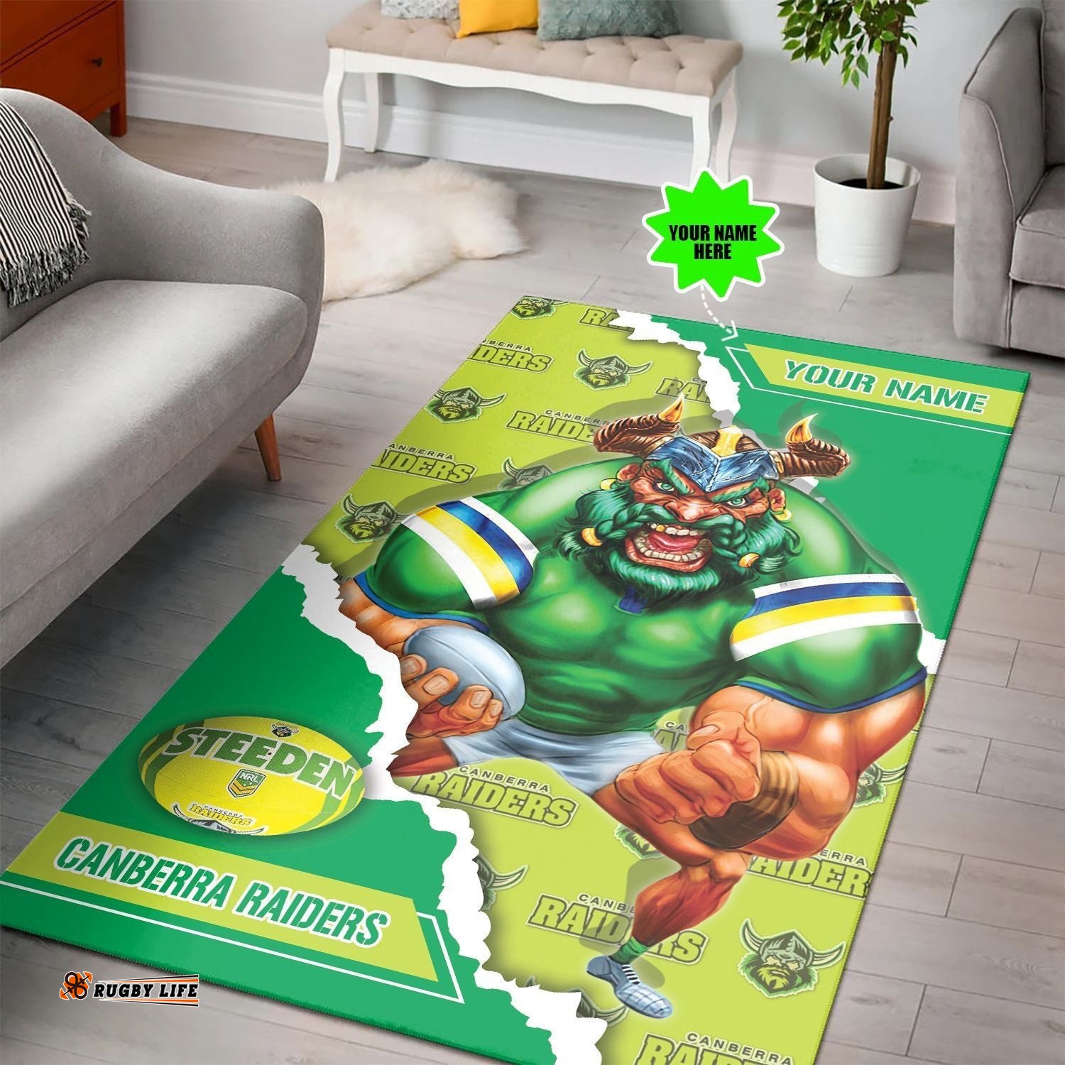 Personalized Custom THY Canberra Raiders NRL Mascot Edition Rug