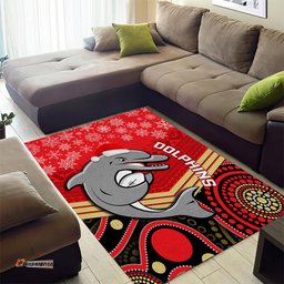 Dolphins Rugby Christmas Area Rug Merry Xmas Mix Aboriginal Art