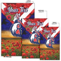 Custom Personalised Sydney Roosters ANZAC Area Rug Poppy Flowers Vibes Blue