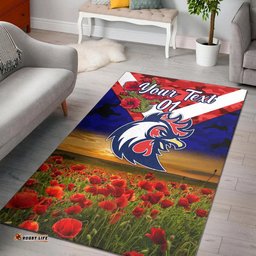 Custom Personalised Sydney Roosters ANZAC Area Rug Poppy Flowers Vibes Blue