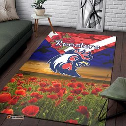 Sydney Roosters ANZAC Area Rug Poppy Flowers Vibes Blue