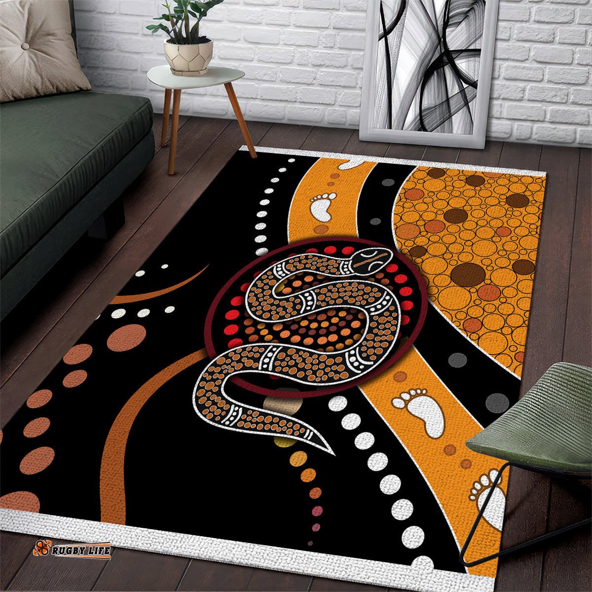 aboriginal snake pattern dot art area rug ts04 tee aussie