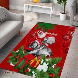Personalised Wombat Lover Area Rug Australia Merry Christmas Aboriginal