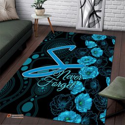 Strikers Cricket Never Forget Custom Area Rug ANZAC Day with Poppy Aboriginal