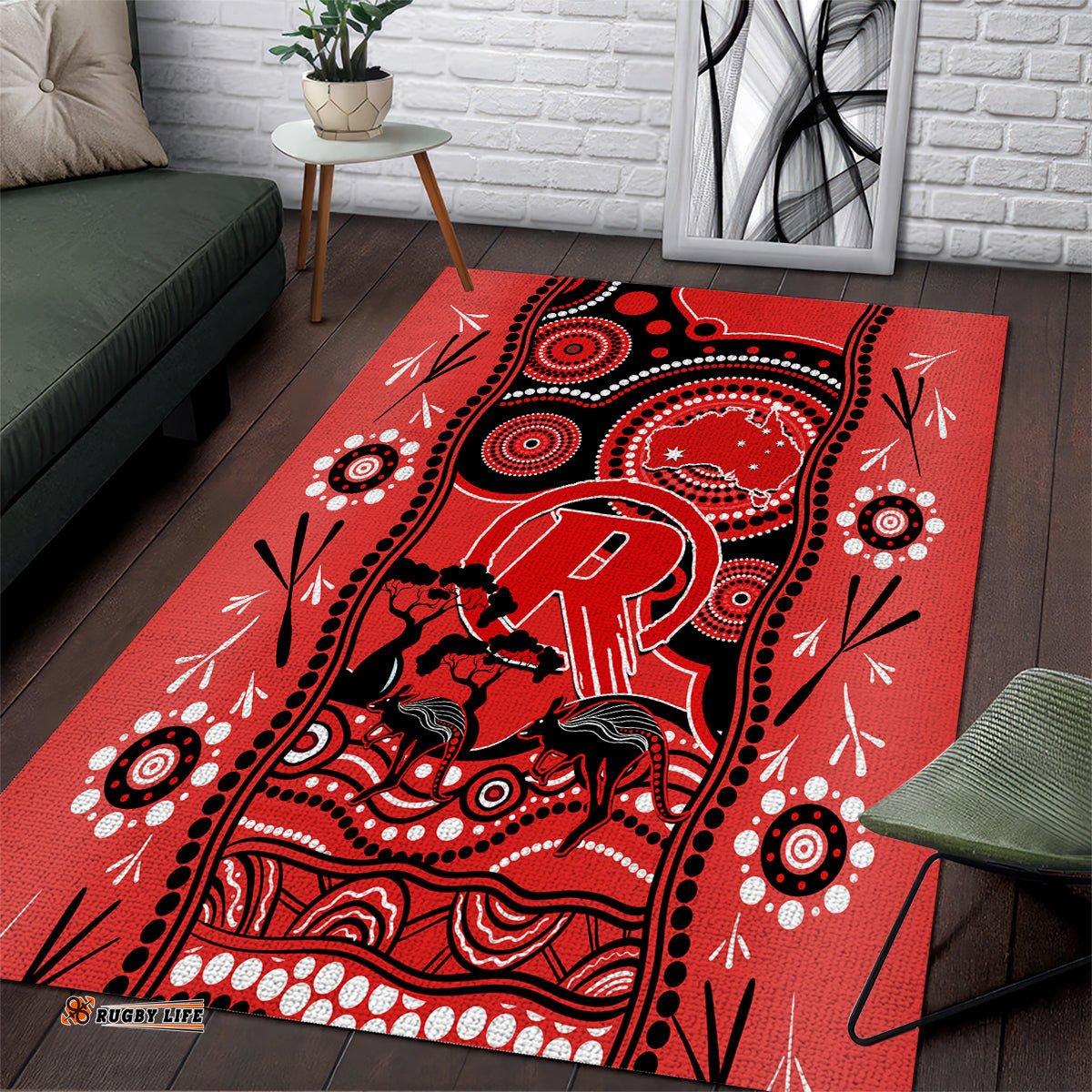 Melbourne Renegades Cricket Area Rug Happy Australia Day Aboriginal Art
