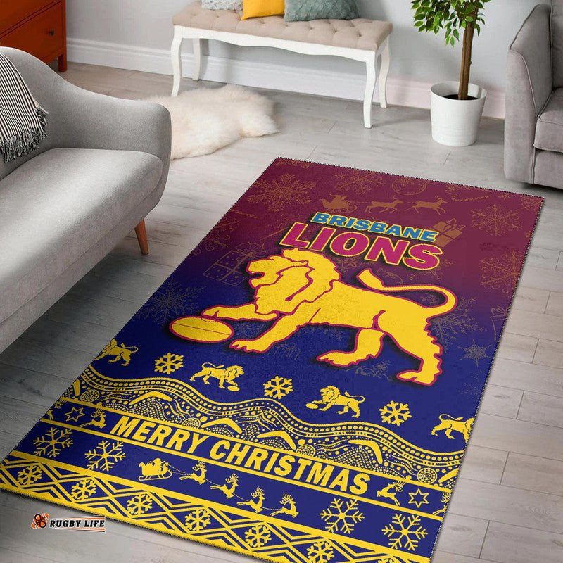 Brisbane Unique Lions Winter Season Area Rug Lions Merry Christmas No1