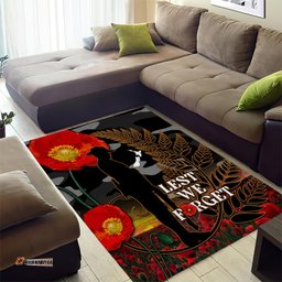 New Zealand ANZAC Day Area Rug Lest We Forget Silver Fern With Camouflage