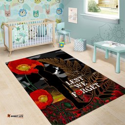 New Zealand ANZAC Day Area Rug Lest We Forget Silver Fern With Camouflage