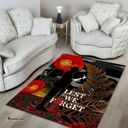 New Zealand ANZAC Day Area Rug Lest We Forget Silver Fern With Camouflage