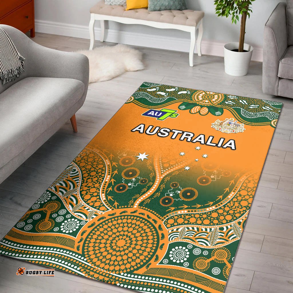 Australia Rugby Area Rug Aussie Sevens Original Indigenous