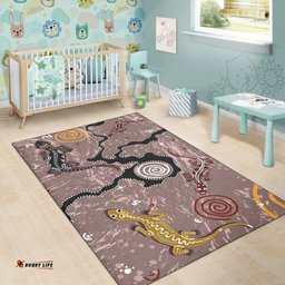 Aboriginal Area Rug Lizard Family