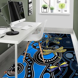 aboriginal dragonfly area rug blue style tee aussie
