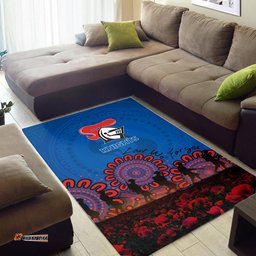 newcastle knights area rug aboriginal rugby anzac day poppy with soldiers nrl tee aussie