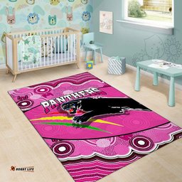 Panthers Rugby Area Rug Aboriginal Basic Style Pink
